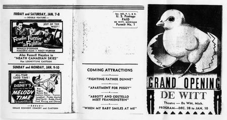 Dewitt Theatre - Old Flyer From Curt Peterson